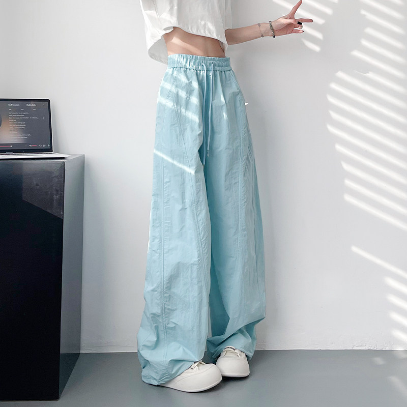 夏日多巴胺休闲阔腿裤女大码胖mm显瘦宽松微褶速干高腰垂感拖地裤,女装/女士精品,大码裤装,淘宝优惠券,粉丝福利购,淘宝优惠卷