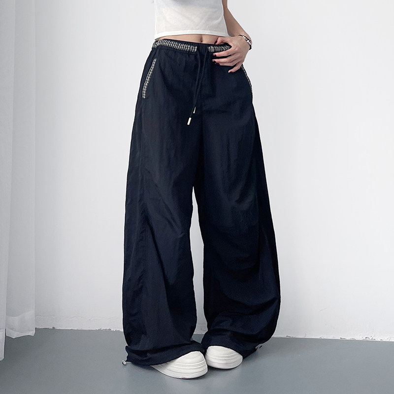 大码冰丝速干微褶阔腿裤女胖mm宽松显瘦高腰拼接慵懒风运动休闲裤,女装/女士精品,大码裤装,淘宝优惠券,粉丝福利购,淘宝优惠卷