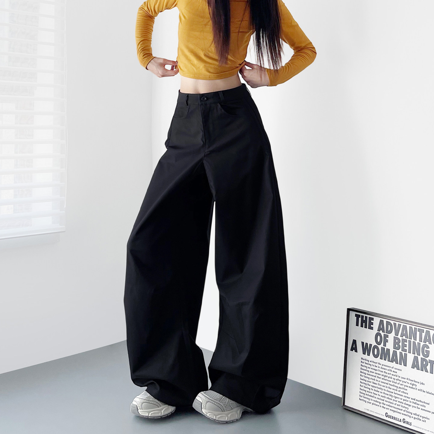 2026春季潮流新款设计感压褶阔腿裤女大码胖mm显瘦慵懒宽松西装裤,女装/女士精品,大码裤装,淘宝优惠券,粉丝福利购,淘宝优惠卷