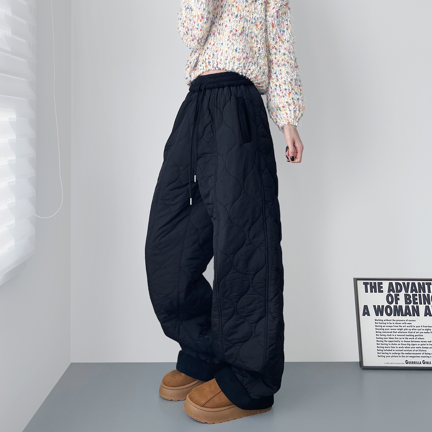 蜜略大码冬胖mm阔腿裤梨形身材