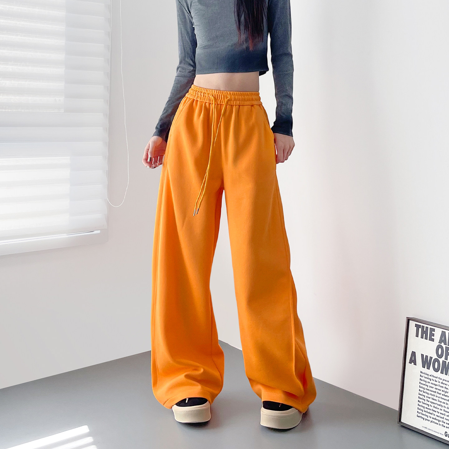 高腰显瘦宽松运动裤女春季新款胖mm慵懒风大码拖地休闲直筒阔腿裤,女装/女士精品,大码裤装,淘宝优惠券,粉丝福利购,淘宝优惠卷