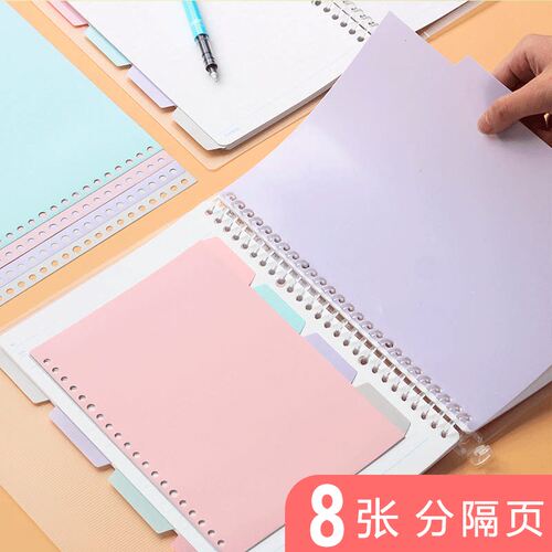 晨光同款彩色分隔页活页本 B5分隔分类卡 8页PP塑料索引卡 文谷品