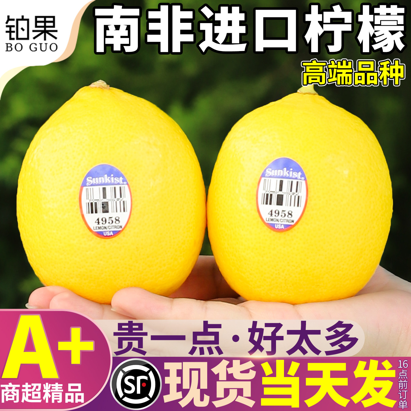顺丰 6斤南非进口黄柠檬新鲜皮薄一级水果香水特级大果整箱包邮青