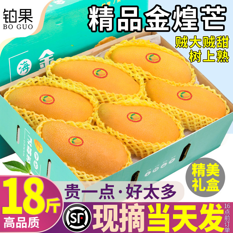 现摘18斤精品广西金煌芒新鲜水果特大芒果当季整箱现摘大果包邮甜