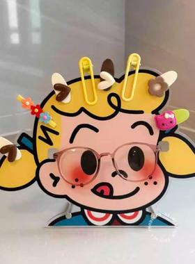 原田治眼镜支架摆件可爱卡通发饰夹子收纳层架桌面压克力多功能立