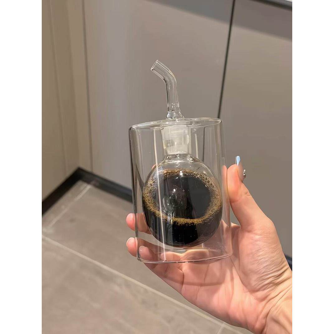 创意透明简约超轻双层玻璃油锅家庭厨房免挂油醋罐酱油瓶调味瓶