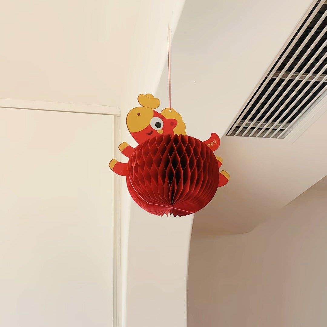 2026马年挂件新年过年手工diy蜂窝纸装饰摆件客厅春节氛围装饰品