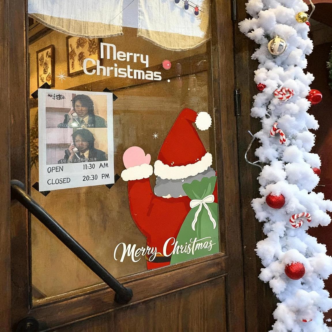 圣诞节装饰圣诞老人贴纸布置氛围玻璃橱窗静电贴窗户贴纸2025新款