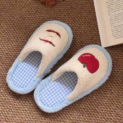 苹果棉拖鞋女2025新款冬季室内家居防滑保暖毛绒可爱轻便包头拖鞋