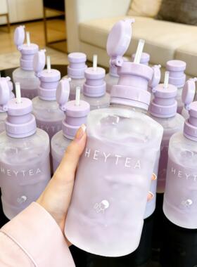 吸管瓶盖紫色矿泉水饮料三合一转换头大口径新款外出便携防漏通用