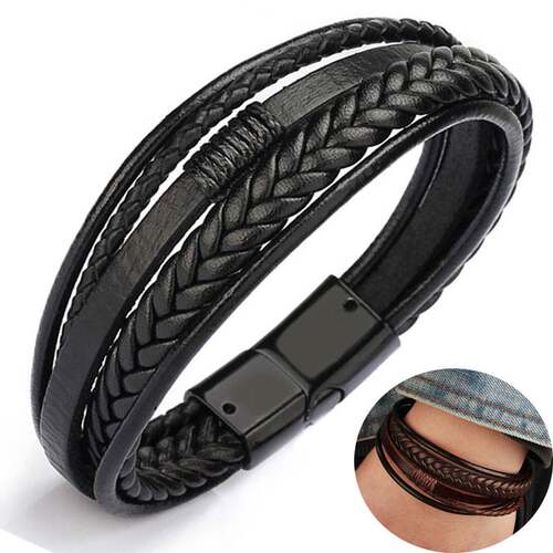 2020 leather bracelet men bangles for mens Magnetic-Clasp