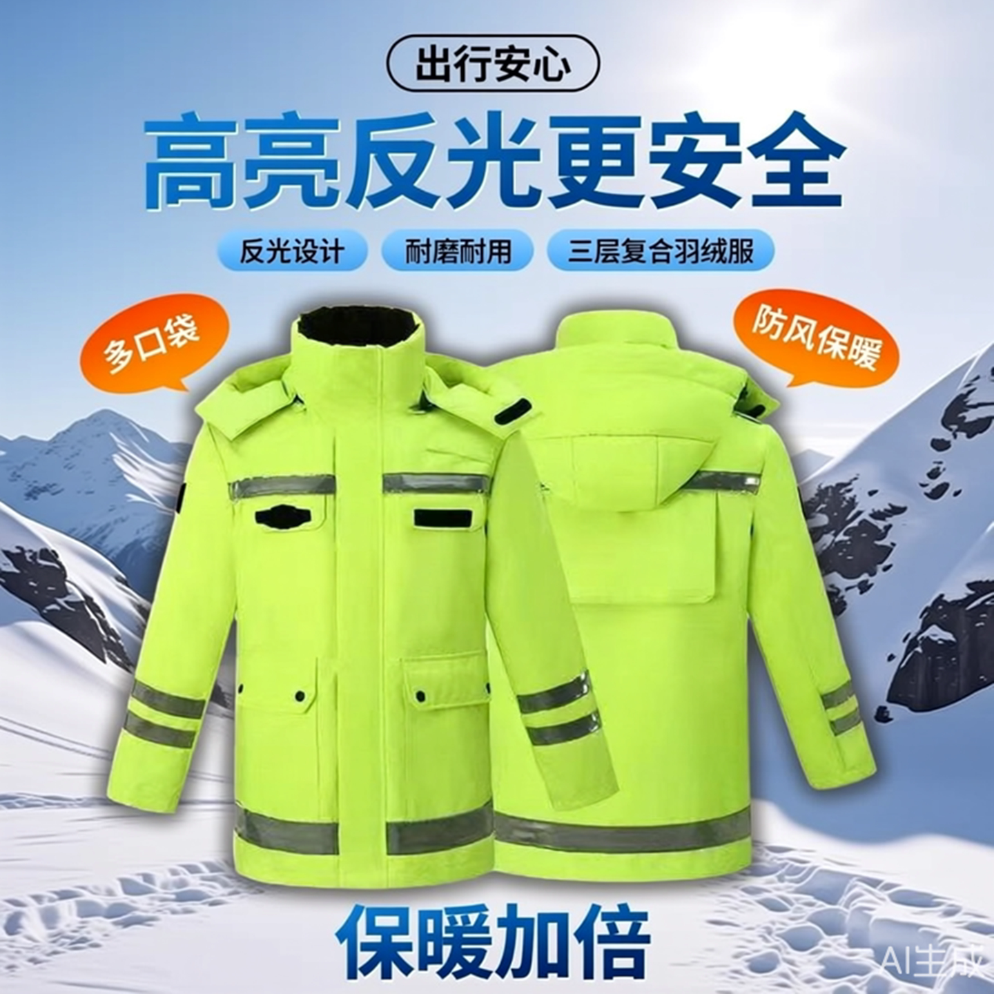 户外反光羽绒服男女加厚防风保暖