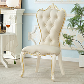 欧式 餐椅靠背酒店家用皮艺餐桌椅休闲椅 实木现代餐厅椅子家用法式