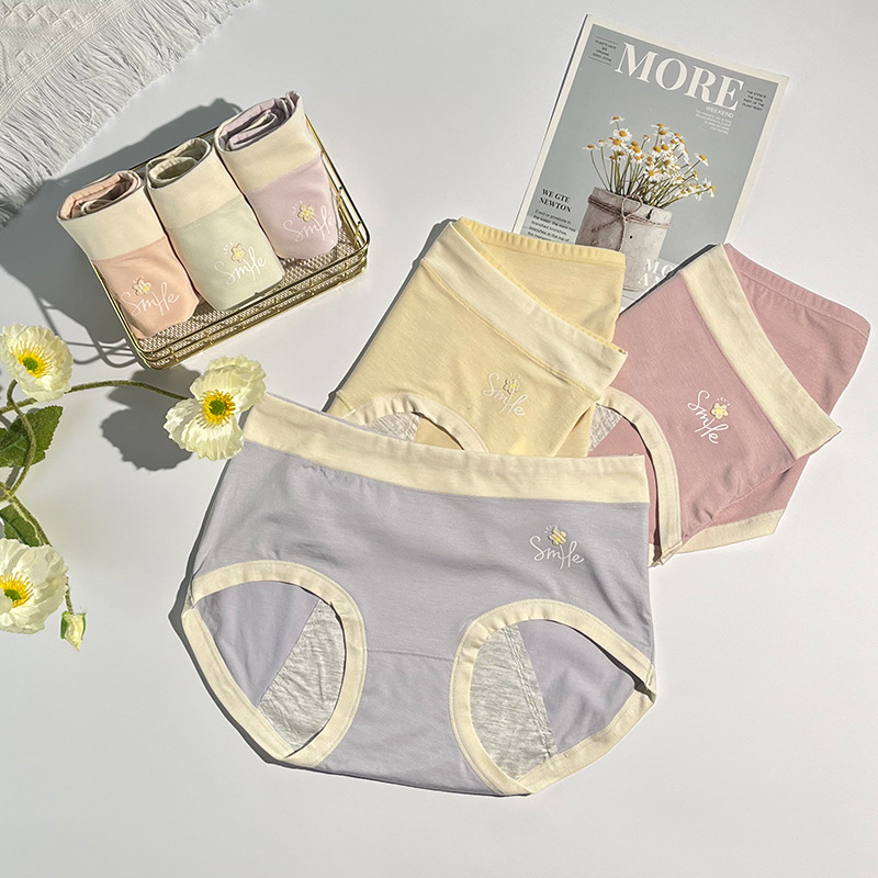 3315少女生理裤宽边腰头舒适防漏经期内裤女士防侧漏姨妈三角内裤