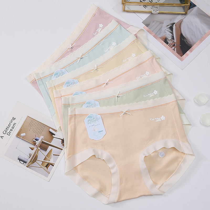 5801羽柔棉少女生内裤60支高支混纺棉透气蚕丝底档女士三角内裤女