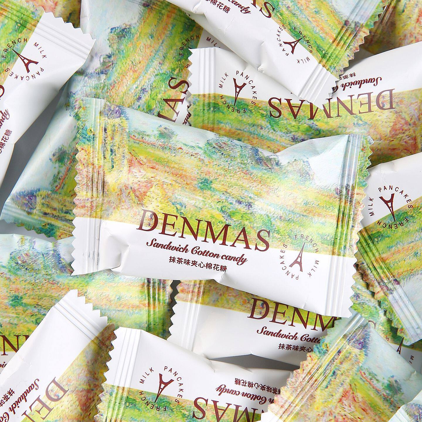 山姆冠名DENMAS丹玛仕抹茶味爆浆夹心棉花糖结婚礼喜糖高颜值糖果