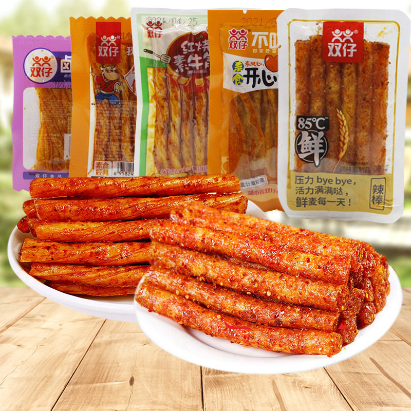 山姆冠名双仔网红辣条豆制品素食香辣味牛板筋小包装休闲零食小吃