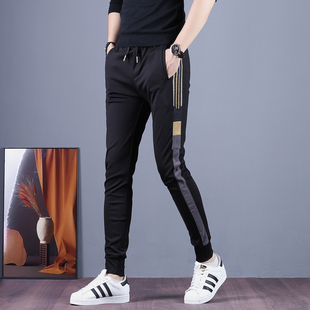 秋冬男士新款休闲裤潮牌修身加绒裤子男弹力工装裤高级加厚运动裤