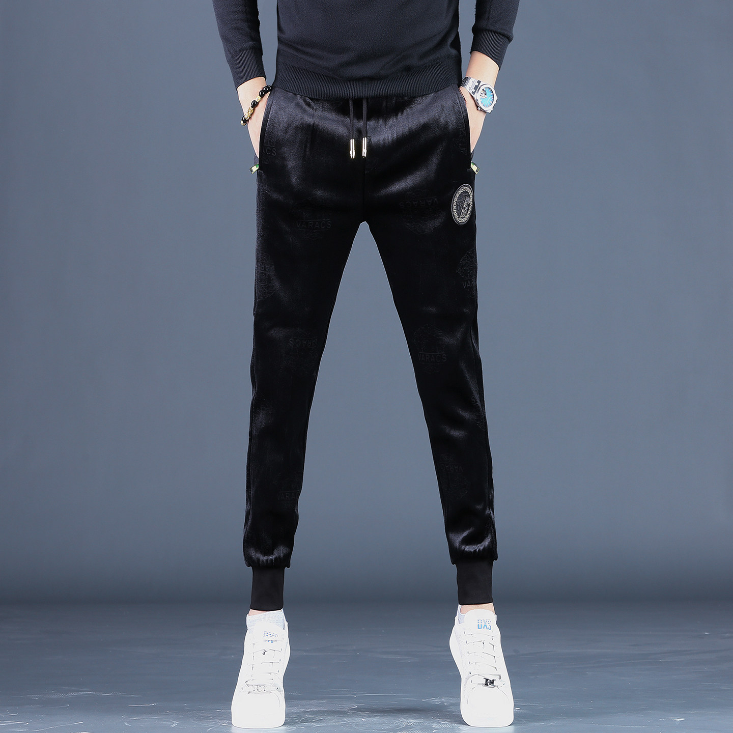 欧洲站灯灯芯绒休闲裤男潮流秋冬款潮牌运动长裤时尚帅气百搭男裤