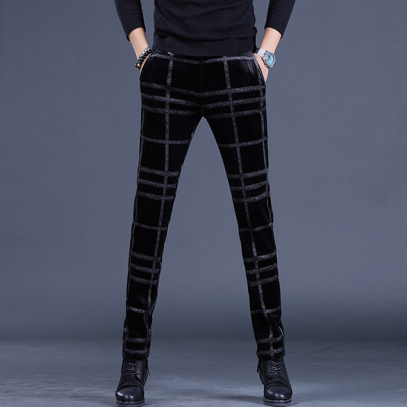 2025秋冬新款男士休闲裤修身加厚金丝绒裤子男保暖灯芯绒西裤长裤,男装,西裤,淘宝优惠券,粉丝福利购,淘宝优惠卷