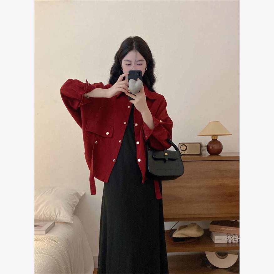 加码妇女胖毫米红色长袖