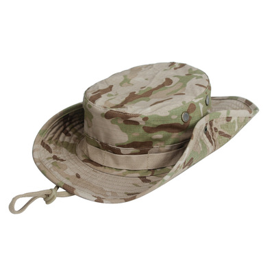 迷彩圆边帽户外宽檐奔尼帽军迷迷彩帽钓鱼登山帽防晒透气渔夫帽男