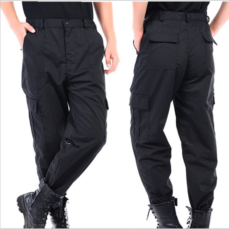 黑色作训裤夏季薄款保安裤子男耐磨特种兵工装劳保裤特勤裤战训裤