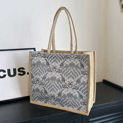 大容量编织亚麻托特包包包