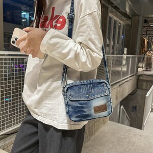 文艺港风休闲牛仔包斜挎小方包女