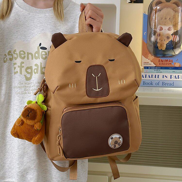 卡皮巴拉双肩背包2026新款可爱卡通玩偶小学生初中生书包出行旅行