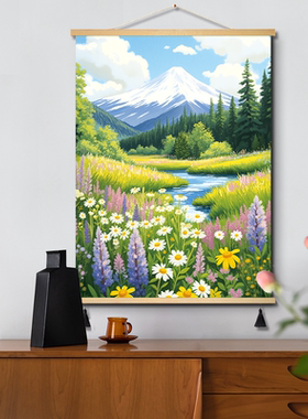 治愈系宫崎骏的夏天风景装饰画绿色清新客厅装饰画背景墙布艺挂画