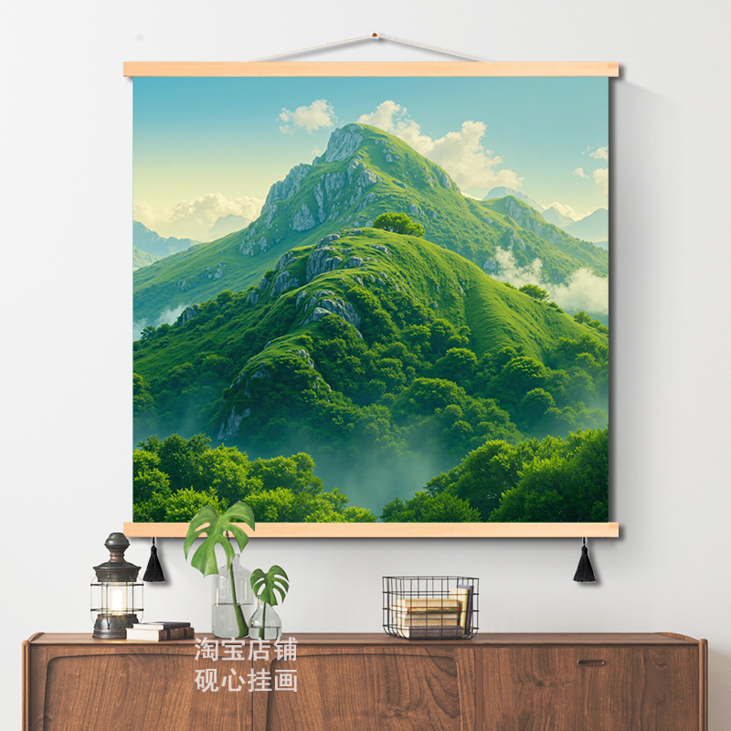 青山图玄关装饰画现代简约客厅餐厅背景墙挂画有山无水靠山画挂画图片