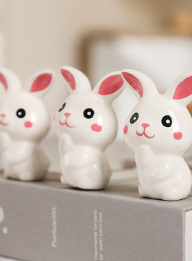 微景观装饰品小兔子治愈可爱公仔少女桌面陶瓷玩偶小摆件送礼手工