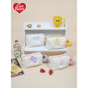 /carebears爱心小熊刺绣绗缝手拎包化妆收纳包包女大容量笔袋