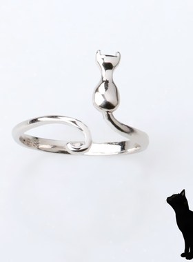 喵星人小猫咪开口戒指钩针带线指环编织钩织尾戒戒指手饰