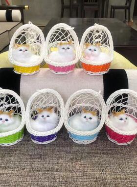 厂家直销吊篮猫仿真动物景区吊兰兔子热卖工艺品创意玩具挂件宠物