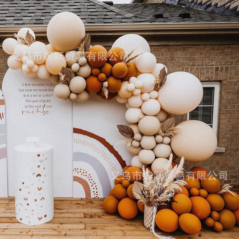 秋季新品爱马橙色气球橘色气球套餐生日节日开业拱门气球链装饰