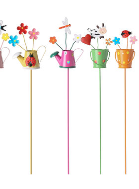 仿真草坪铁艺花园花盆瓢虫插花配件户外庭院装饰动物花杆地插