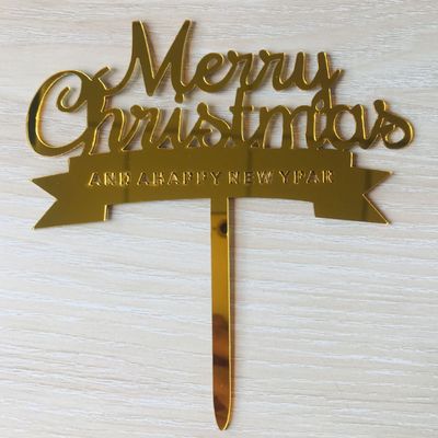 Merry Chrismas 单层亚克力蛋糕烘培装饰 圣诞节派对蛋糕插牌