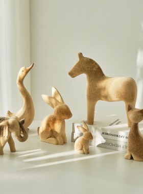 杂货木制毛胚diy彩绘素材可爱动物摆件家居桌面装饰白胚原始粗胚