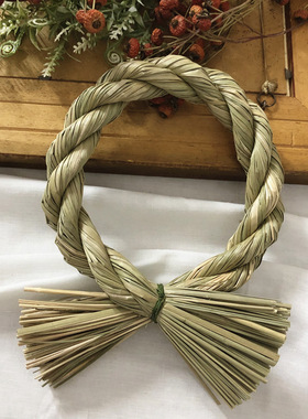 日式注连绳日式草环 森系DIY绿植绿草配件 墙面装饰花环花店资材