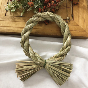 日式注连绳日式草环 森系DIY绿植绿草配件 墙面装饰花环花店资材