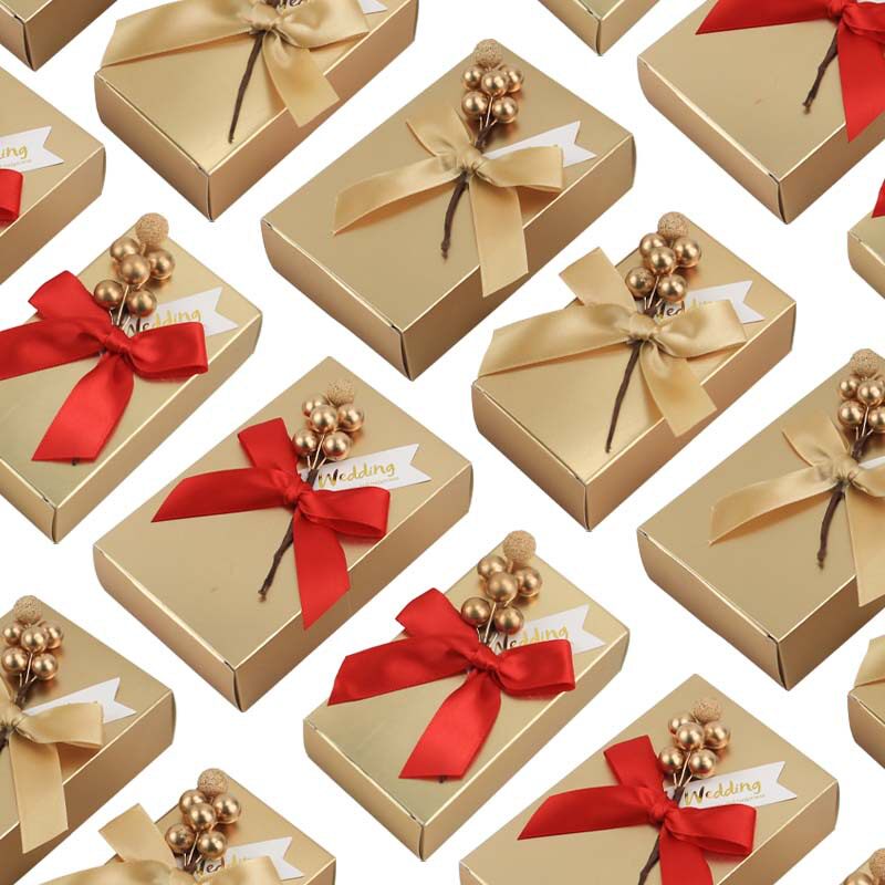 欧式婚庆喜糖盒金卡纸方形盒子婚礼糖盒伴手礼包装纸盒大号糖果盒