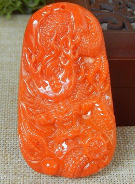 缅甸A货翡翠大马坎满色红翡龙牌