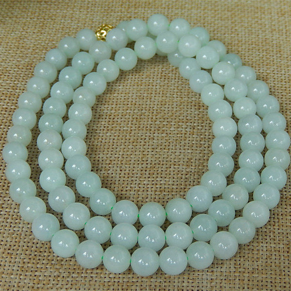 缅甸天然A货翡翠原石半明料玉石毛料正品冰糯种豆绿珠子项链K1270