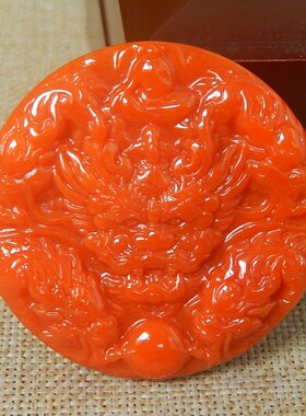 缅甸A货翡翠满色红翡九龙牌子