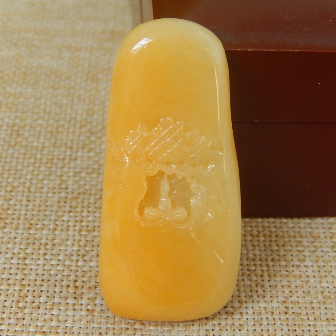 缅甸A货翡翠原石明料玉石毛料大马坎黄翡俏色无相佛挂件吊坠K7603