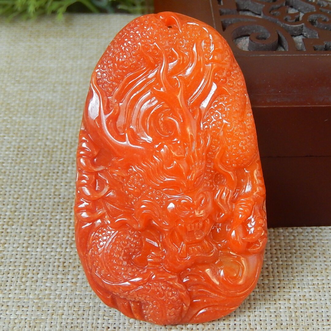 缅甸A货翡翠原石半明料玉石毛料老坑大马坎满色红翡龙牌挂件K8556