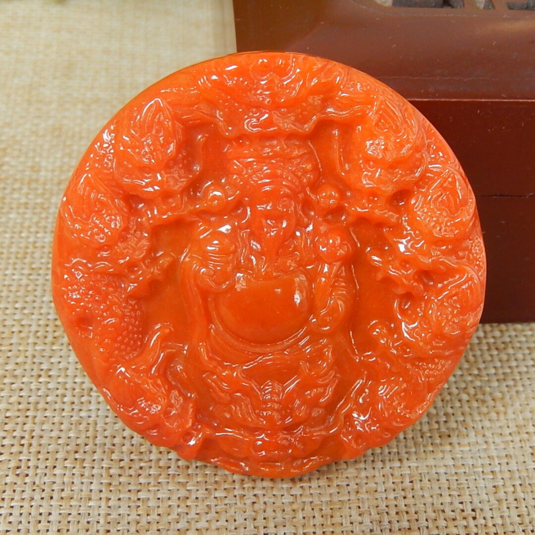 缅甸A货翡翠原石明料玉石毛料满色红翡九龙山水财神牌子挂件K9919