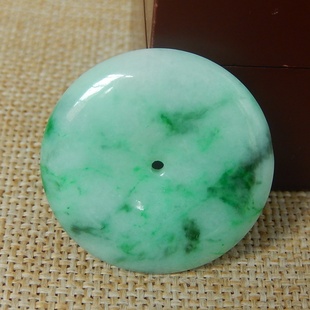 缅甸天然A货翡翠原石明料玉石毛料冰糯种飘绿平安扣挂件吊坠K8960